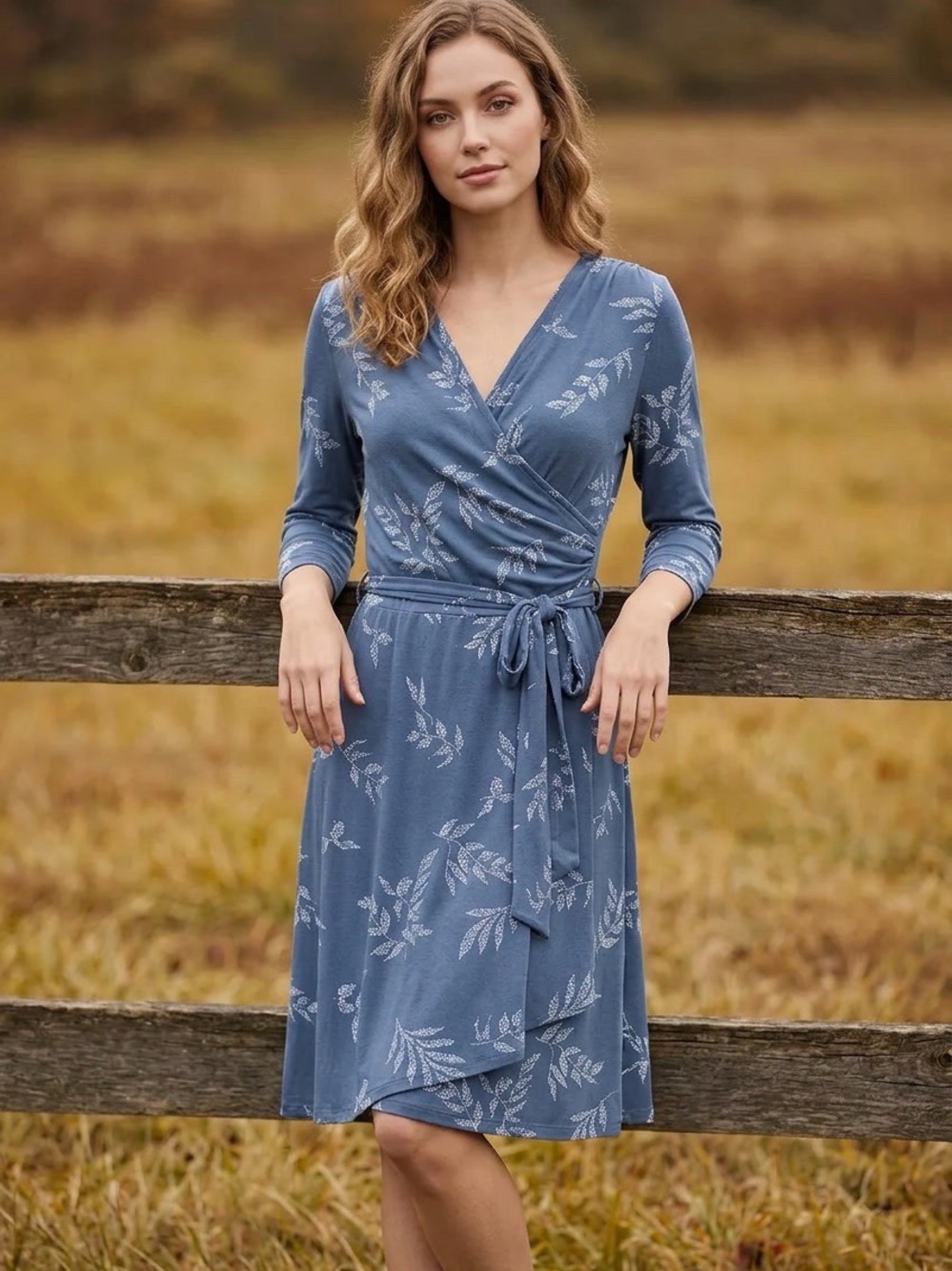 41 Hawthorn Blue Floral Faux Wrap Dress NWT Large